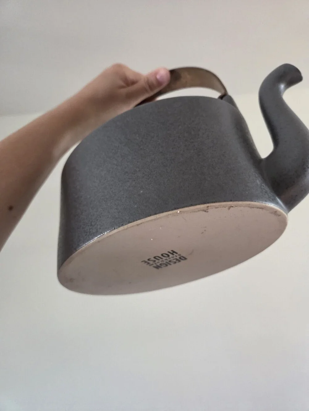 Design House Stockholm Matte Black Speckled Teapot with Copper Handle